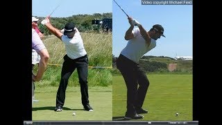 Jon Rahm golf swing  Long Iron faceon amp downtheline July 2017 [upl. by Miharba]