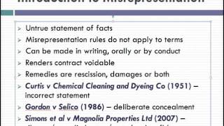 Misrepresentation Lecture 1 of 4 [upl. by Power413]